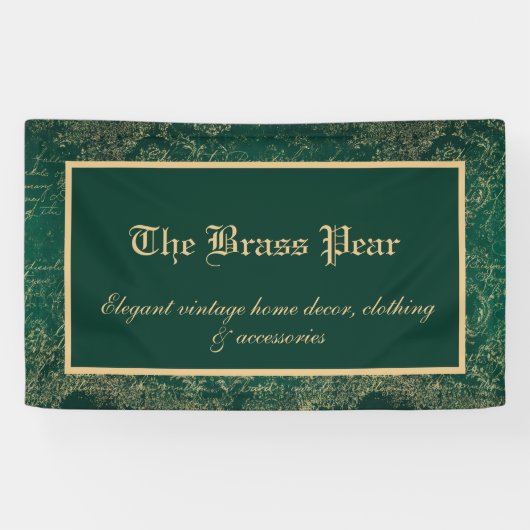 ヴィンテージグリーン&金ゴールドエフェメラ 横断幕 (横)