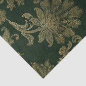 ヴィンテージグリーン&金ゴールドフェイクフローラクリスマスベルベット 薄葉紙 (詳細)