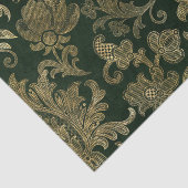 ヴィンテージグリーン&金ゴールドフェイクフローラクリスマスベルベット 薄葉紙 (詳細)