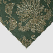 ヴィンテージグリーン&金ゴールドフェイクフローラクリスマスベルベット 薄葉紙 (詳細)
