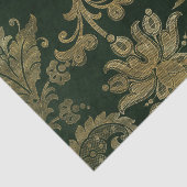 ヴィンテージグリーン&金ゴールドフェイクフローラクリスマスベルベット 薄葉紙 (詳細)