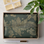 ヴィンテージグリーン&金ゴールドフェイクフローラクリスマスベルベット 薄葉紙 (ギフト)