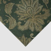 ヴィンテージグリーン&金ゴールドフェイクフローラクリスマスベルベット 薄葉紙 (詳細)