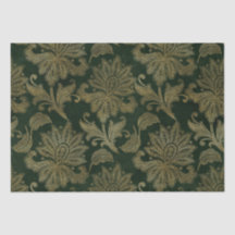 ヴィンテージグリーン&金ゴールドフェイクフローラクリスマスベルベット