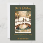 ヴィンテージグリーン、金ゴールド水彩クリスマスシーン (正面)