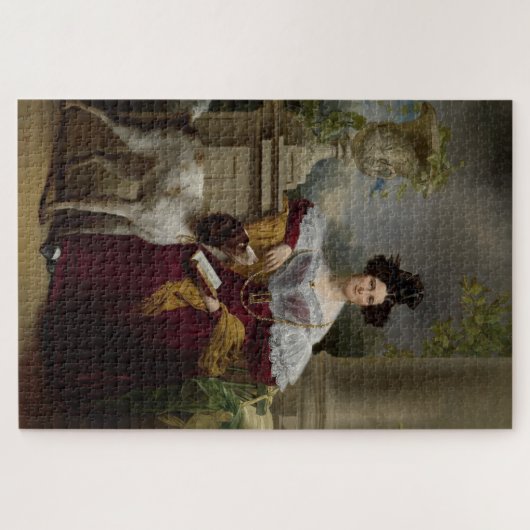 ヴィンテージグルジア読ポートレートの愛犬 ジグソーパズル (横)