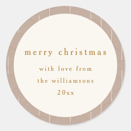 ヴィンテージグルービジオメトリックラインカスタムクリスマス ラウンドシール (正面)