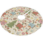 ヴィンテージグルービディスコのクリスマスツリー ブラッシュドポリエステルツリースカート (アングル)