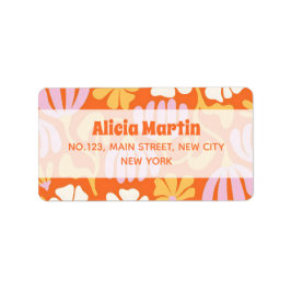 ヴィンテージグルービヒッパイフラワーオレンジ住所 シール