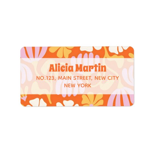 ヴィンテージグルービヒッパイフラワーオレンジ住所 シール (正面)