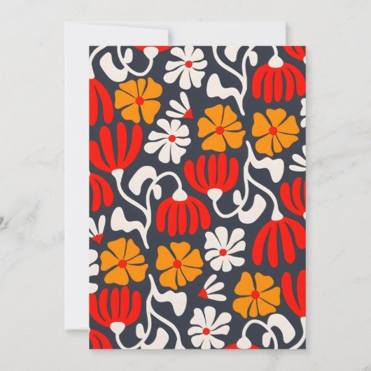 ヴィンテージグルービーフラワーハローサーティーンネイビー誕生日 招待状 (裏面)