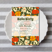 ヴィンテージグルービーフラワーハローシックス60誕生日 招待状