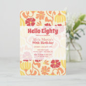 ヴィンテージグルービーフラワーハロー八十誕生日 招待状 (スタンド正面)