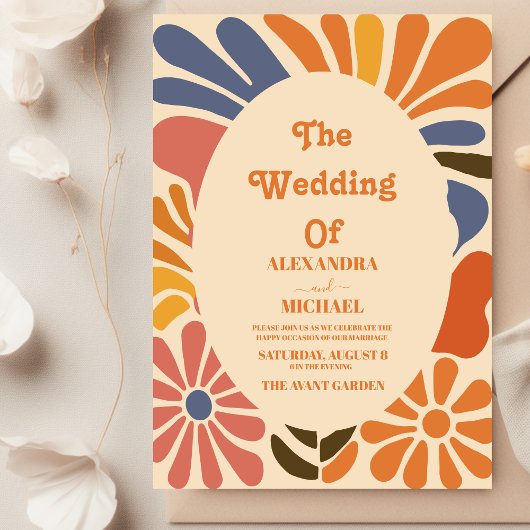 ヴィンテージグルーヴィボホビーチイおもしろいビベス結婚ズ 招待状