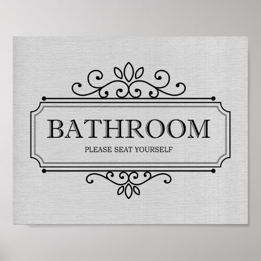 ヴィンテージグレイお手洗い席に着おもしろいいて ポスター (正面)