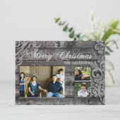 ヴィンテージグレイウッドスリーフォトホリデーカード シーズンカード (スタンド正面)