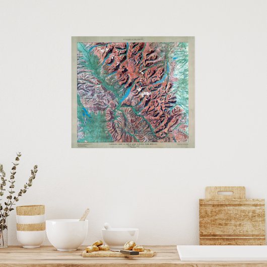 ヴィンテージグレイシャーナショナルパークレリーフ、 浮き彫りマップ ポスター (キッチン)