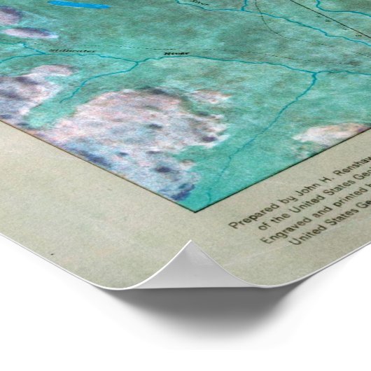 ヴィンテージグレイシャーナショナルパークレリーフ、 浮き彫りマップ ポスター (角)