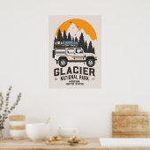 ヴィンテージグレイシャーナショナルパークロードトリップモンタナ ポスター (キッチン)
