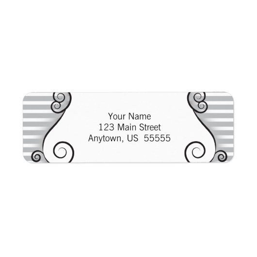 ヴィンテージグレイストライプの差出人住所ラベル ラベル (正面)