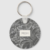 ヴィンテージグレイフローラ植物単図 キーホルダー (正面)