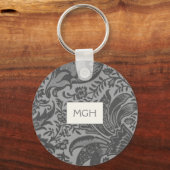 ヴィンテージグレイフローラ植物単図 キーホルダー (正面)