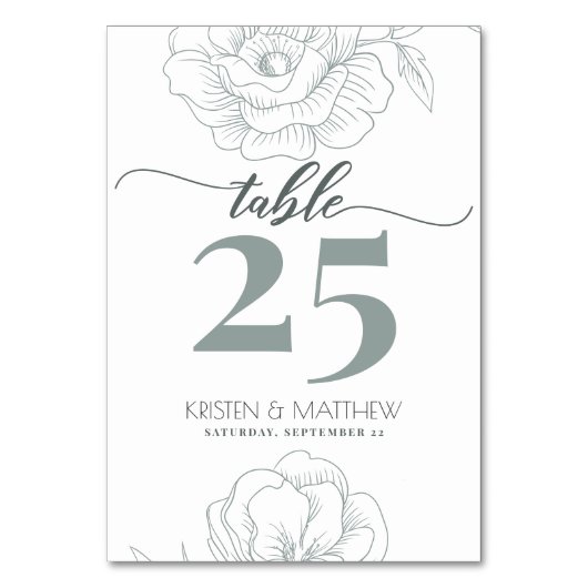 ヴィンテージグレイモダンフローラエレガントな結婚式 テーブルナンバー (裏面)