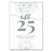 ヴィンテージグレイモダンフローラエレガントな結婚式 テーブルナンバー (正面)