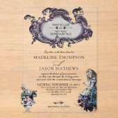 ヴィンテージグレイ暗黒のアリスのワンダーランド結婚ズ アクリル招待状 (正面)