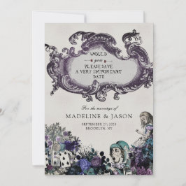 ヴィンテージグレイ暗黒のアリスのワンダーランド結婚ズ セーブザデート