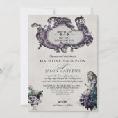 ヴィンテージグレイ暗黒のアリスのワンダーランド結婚ズ 招待状 (正面)