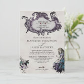 ヴィンテージグレイ暗黒のアリスのワンダーランド結婚ズ 招待状 (スタンド正面)