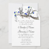 ヴィンテージグレイ王室のバーズブルーさくらんぼ 招待状 (正面)