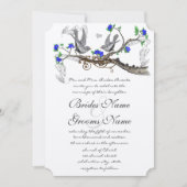 ヴィンテージグレイ王室のバーズブルーさくらんぼ 招待状 (正面)