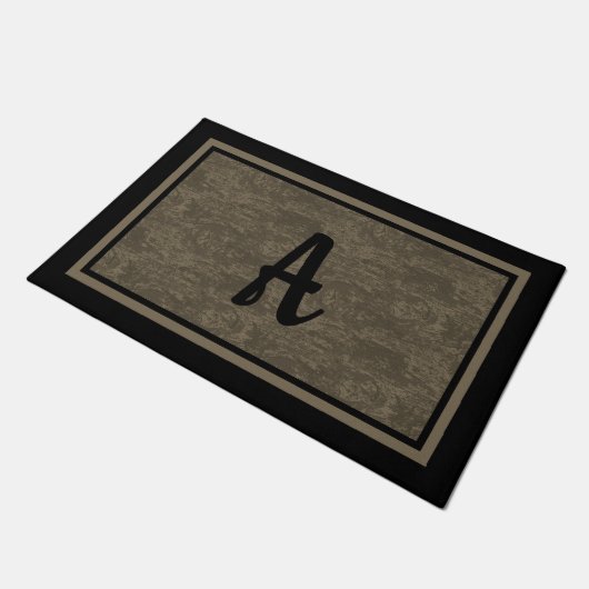 ヴィンテージグレイ素朴ウッドカスタムモノグラムデザイン ドアマット (アングル)