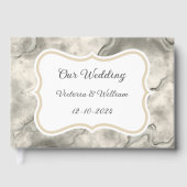 ヴィンテージグレイ結婚マーブルズゲストブックギフト ゲストブック (正面)