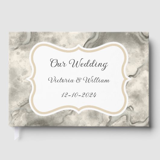 ヴィンテージグレイ結婚マーブルズゲストブックギフト ゲストブック (正面)