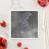 ヴィンテージグレイ飛んでいるこうもりオングレーテクスチャ スタンダードランチョンナプキン (インサイチュ)