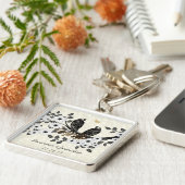 ヴィンテージグレイ鳥ホワイトデイジー結婚ズキーチェーン キーホルダー (側面)