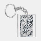 ヴィンテージグレイ・タイガー・イン・ザ・ジャングル・アート キーホルダー (正面左)