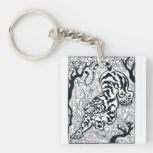 ヴィンテージグレイ・タイガー・イン・ザ・ジャングル・アート