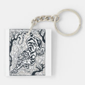 ヴィンテージグレイ・タイガー・イン・ザ・ジャングル・アート キーホルダー (裏面)