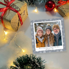 ヴィンテージグレイ&ホワイトスノーフレークスホリデーカード シーズンカード