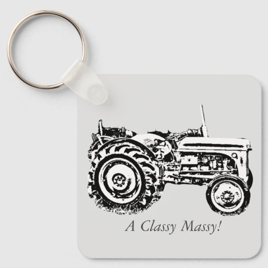 ヴィンテージグレイ・マッサージ・ファージェソン・トラクターの写真 キーホルダー (正面)