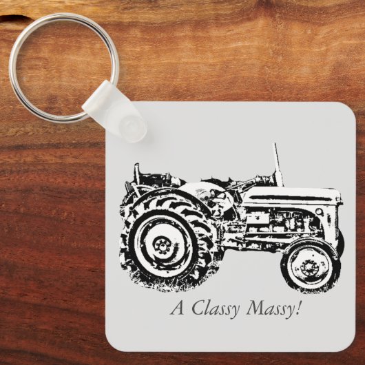 ヴィンテージグレイ・マッサージ・ファージェソン・トラクターの写真 キーホルダー (正面)