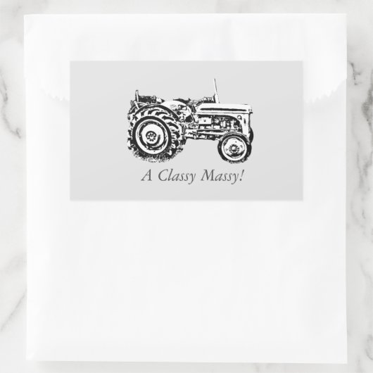 ヴィンテージグレイ・マッサージ・ファージェソン・トラクターの写真 長方形シール (バッグ)