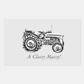 ヴィンテージグレイ・マッサージ・ファージェソン・トラクターの写真 長方形シール (正面)