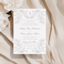 ヴィンテージグレイChinoiserieモノグラム結婚ズ