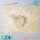 ヴィンテージグレンジーピンクとアイボリーバラ 薄葉紙 (クラフト)