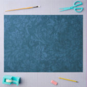 ヴィンテージグレンジー深いブルーフローラダマスク 薄葉紙 (クラフト)